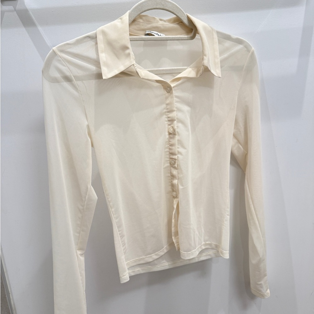 Abercrombie & Fitch Cream Button-Down Shirt